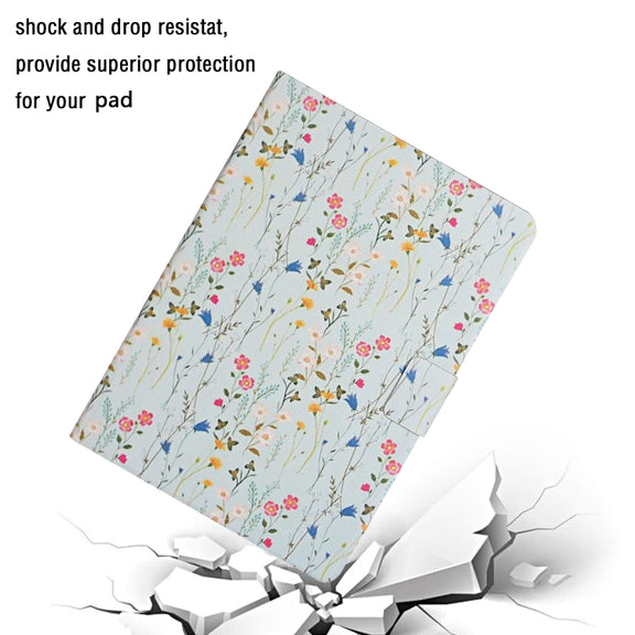 For Samsung Galaxy Tab A9+ Flower Pattern Horizontal Flip PU Tablet Case with Sleep / Wake-up Function(Small Floral)