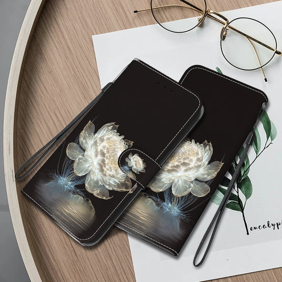 For Google Pixel 9 Pro Crystal Texture Colored Drawing Leather Phone Case(Crystal Peony)