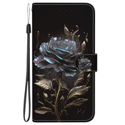 For Google Pixel 9 Pro Crystal Texture Colored Drawing Leather Phone Case(Black Rose)