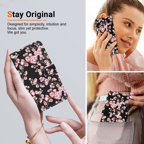 For Google Pixel 9 Pro Crystal Texture Colored Drawing Leather Phone Case(Plum Bossom)