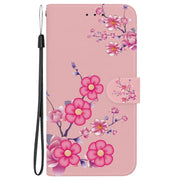 For Google Pixel 9 Pro Crystal Texture Colored Drawing Leather Phone Case(Cherry Blossoms)