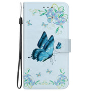 For Google Pixel 9 Pro Crystal Texture Colored Drawing Leather Phone Case(Blue Pansies)
