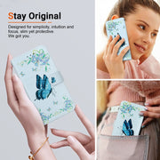 For Google Pixel 9 Pro Crystal Texture Colored Drawing Leather Phone Case(Blue Pansies)