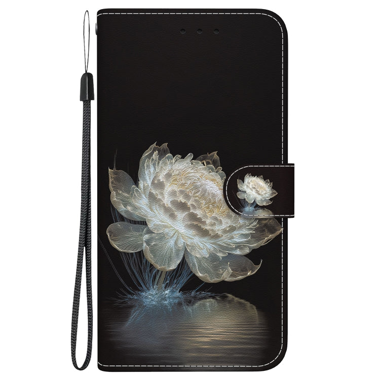 For Google Pixel 9 Crystal Texture Colored Drawing Leather Phone Case(Crystal Peony)