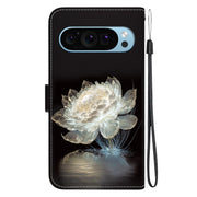 For Google Pixel 9 Crystal Texture Colored Drawing Leather Phone Case(Crystal Peony)