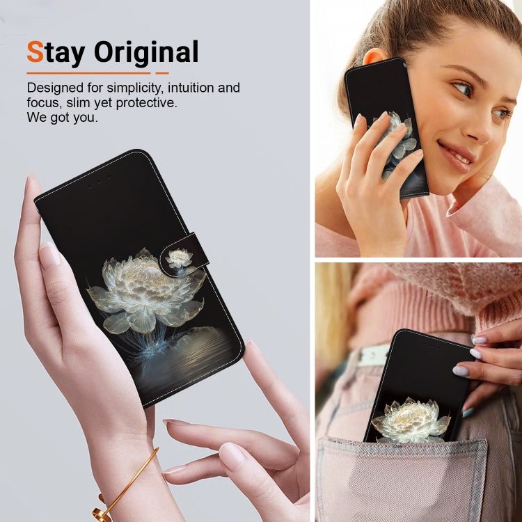 For Google Pixel 9 Crystal Texture Colored Drawing Leather Phone Case(Crystal Peony)