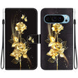 For Google Pixel 9 Crystal Texture Colored Drawing Leather Phone Case(Gold Butterfly Rose) - Google Cases by PMC TechLife | Online Shopping South Africa | PMC TechLife | Buy Now Pay Later Mobicred