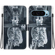 For Google Pixel 9 Crystal Texture Colored Drawing Leather Phone Case(Cat Tiger Reflection) - Google Cases by PMC TechLife | Online Shopping South Africa | PMC TechLife | Buy Now Pay Later Mobicred