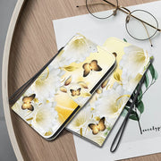 For Google Pixel 9 Crystal Texture Colored Drawing Leather Phone Case(Gold Butterfly Epiphyllum)