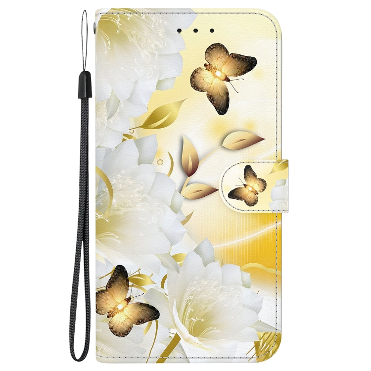 For Google Pixel 9 Crystal Texture Colored Drawing Leather Phone Case(Gold Butterfly Epiphyllum)