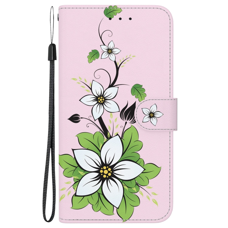 For Google Pixel 9 Crystal Texture Colored Drawing Leather Phone Case(Lily)