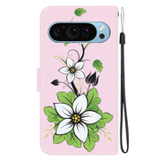 For Google Pixel 9 Crystal Texture Colored Drawing Leather Phone Case(Lily)
