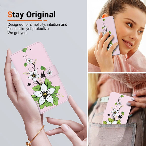 For Google Pixel 9 Crystal Texture Colored Drawing Leather Phone Case(Lily)