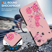 For Google Pixel 9 Crystal Texture Colored Drawing Leather Phone Case(Cherry Blossoms)