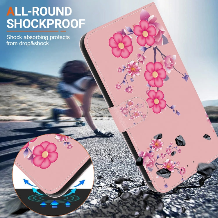 For Google Pixel 9 Crystal Texture Colored Drawing Leather Phone Case(Cherry Blossoms)