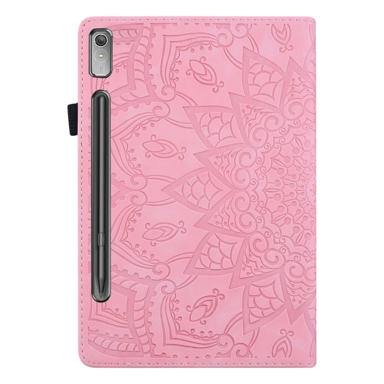 For Lenovo Tab P12 12.7 Calf Texture Embossed Leather Tablet Case(Pink)