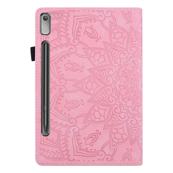 For Lenovo Tab P12 12.7 Calf Texture Embossed Leather Tablet Case(Pink)