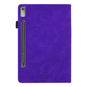 For Lenovo Tab P12 12.7 Calf Texture Embossed Leather Tablet Case(Purple)