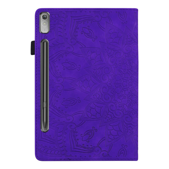 For Lenovo Tab P12 12.7 Calf Texture Embossed Leather Tablet Case(Purple)
