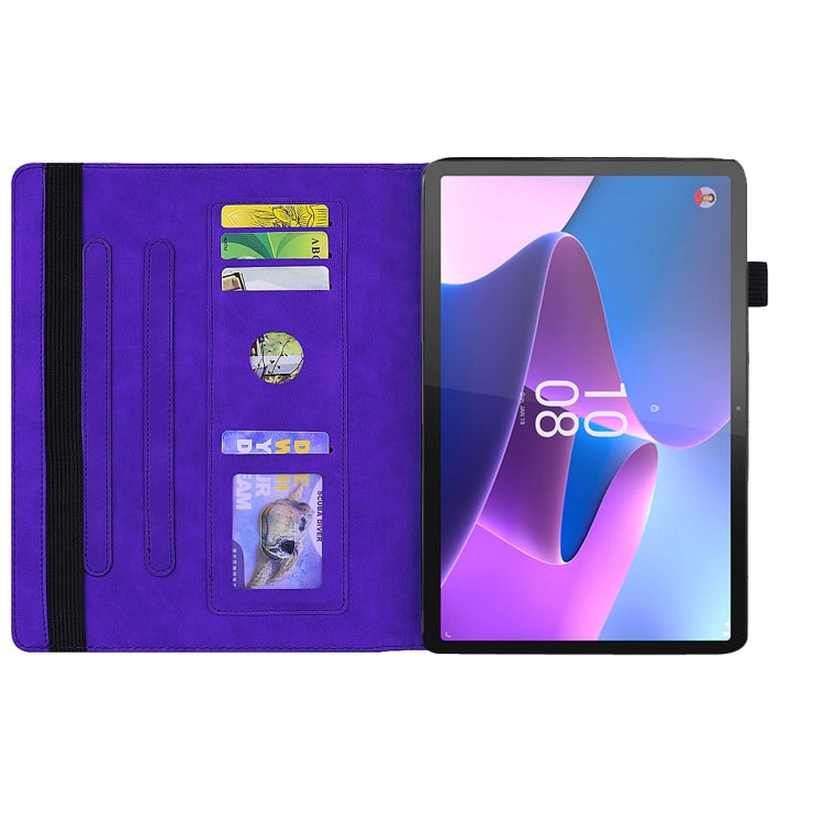 For Lenovo Tab P12 12.7 Calf Texture Embossed Leather Tablet Case(Purple)