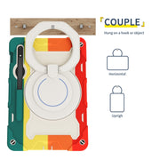 For Samsung Galaxy Tab S9 Armor Portable Rotating Ring Holder Silicone Tablet Case(Colorful Red)