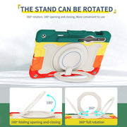 For Samsung Galaxy Tab S9 Armor Portable Rotating Ring Holder Silicone Tablet Case(Colorful Red)