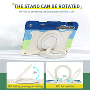 For Samsung Galaxy Tab S9 Armor Portable Rotating Ring Holder Silicone Tablet Case(Colorful Blue)