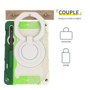 For Samsung Galaxy Tab S9 Armor Portable Rotating Ring Holder Silicone Tablet Case(Colorful Green)