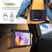 For Samsung Galaxy Tab S9 Armor Portable Rotating Ring Holder Silicone Tablet Case(Navy Blue)