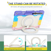 For Samsung Galaxy Tab S9+ Armor Portable Rotating Ring Holder Silicone Tablet Case(Colorful Pink)
