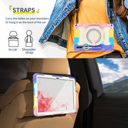 For Samsung Galaxy Tab S9+ Armor Portable Rotating Ring Holder Silicone Tablet Case(Colorful Pink)