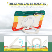 For Samsung Galaxy Tab S9+ Armor Portable Rotating Ring Holder Silicone Tablet Case(Colorful Red)