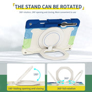 For Samsung Galaxy Tab S9+ Armor Portable Rotating Ring Holder Silicone Tablet Case(Colorful Blue)