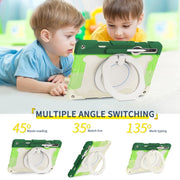 For Samsung Galaxy Tab S9+ Armor Portable Rotating Ring Holder Silicone Tablet Case(Colorful Green)