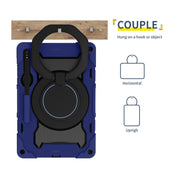 For Samsung Galaxy Tab S9+ Armor Portable Rotating Ring Holder Silicone Tablet Case(Navy Blue)