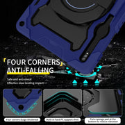 For Samsung Galaxy Tab S9+ Armor Portable Rotating Ring Holder Silicone Tablet Case(Navy Blue)