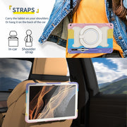 For Samsung Galaxy Tab S9 Ultra Armor Portable Rotating Ring Holder Silicone Tablet Case(Colorful Pink)