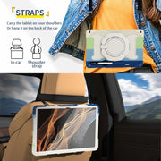 For Samsung Galaxy Tab S9 Ultra Armor Portable Rotating Ring Holder Silicone Tablet Case(Colorful Blue)