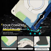 For Samsung Galaxy Tab S9 Ultra Armor Portable Rotating Ring Holder Silicone Tablet Case(Colorful Blue)