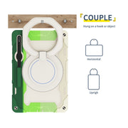 For Samsung Galaxy Tab S9 Ultra Armor Portable Rotating Ring Holder Silicone Tablet Case(Colorful Green)