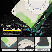 For Samsung Galaxy Tab S9 Ultra Armor Portable Rotating Ring Holder Silicone Tablet Case(Colorful Green)