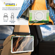 For Samsung Galaxy Tab S9 Ultra Armor Portable Rotating Ring Holder Silicone Tablet Case(Colorful Green)