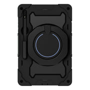 For Samsung Galaxy Tab S9 Ultra Armor Portable Rotating Ring Holder Silicone Tablet Case(Black)