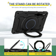 For Samsung Galaxy Tab S9 Ultra Armor Portable Rotating Ring Holder Silicone Tablet Case(Black)
