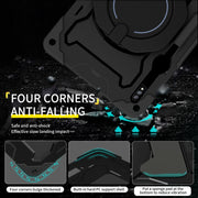 For Samsung Galaxy Tab S9 Ultra Armor Portable Rotating Ring Holder Silicone Tablet Case(Black)