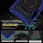 For Samsung Galaxy Tab S9 Ultra Armor Portable Rotating Ring Holder Silicone Tablet Case(Navy Blue)