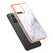 For Motorola Moto G84 Electroplating Marble Dual-side IMD Phone Case(White 006)