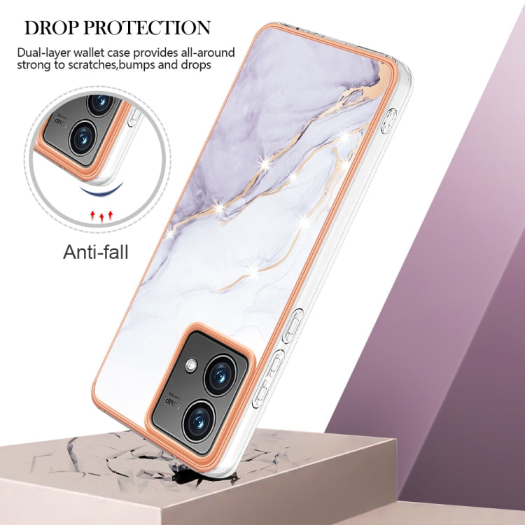 For Motorola Moto G84 Electroplating Marble Dual-side IMD Phone Case(White 006)
