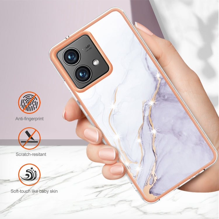 For Motorola Moto G84 Electroplating Marble Dual-side IMD Phone Case(White 006)