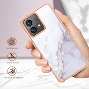 For Motorola Moto G84 Electroplating Marble Dual-side IMD Phone Case(White 006)